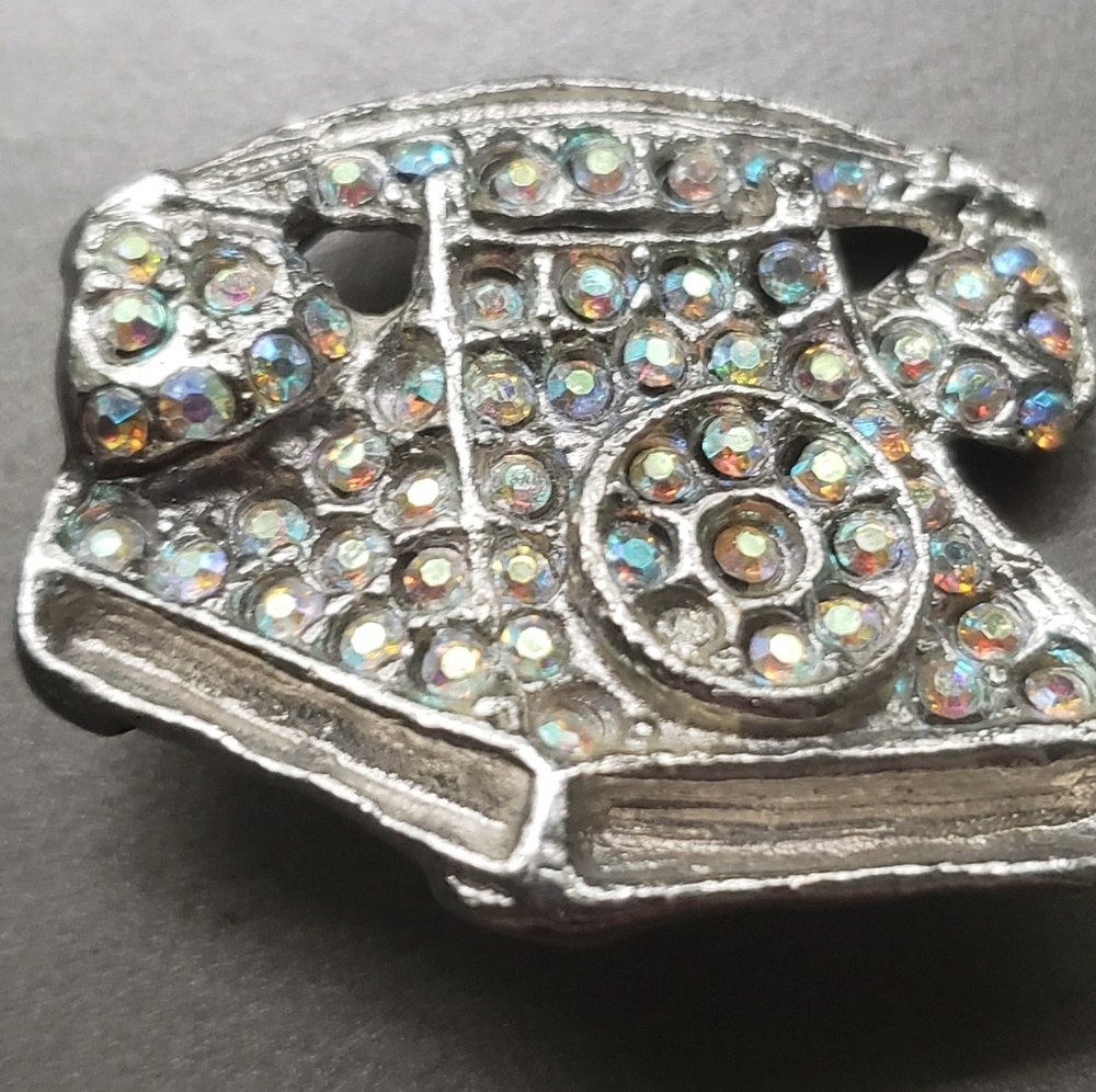 Vintage Rotary Telephone Phone Brooch